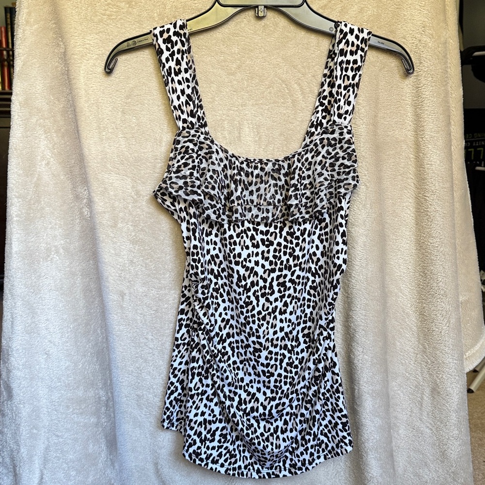 White House Black Market Animal Print Top